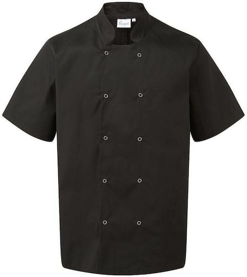 Premier Mantel Koch 100% Baumwolle Herren Schwarz mit Kurzärmelig