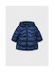 Mayoral Kids Quilted Jacket Long Hooded Navy Blue