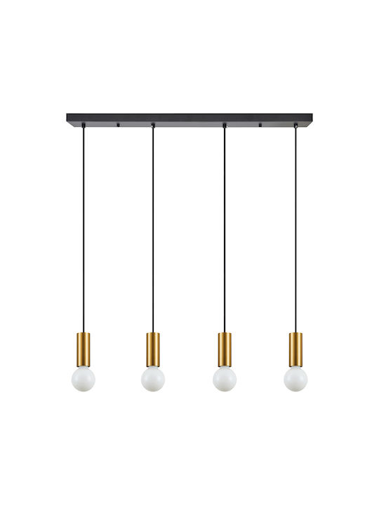 Home Lighting Suspendat Candelabru Calea ferată pentru 4 Becuri E27 Aur