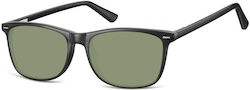 Sunoptic Sunglasses Μαύρα with Acetate Frame & Green Lens
