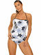 Costum De Baie Întreg Floral Alb