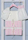 Idiokiro Set Tauföldecken Weiß-Rosa 3Stücke L5 069