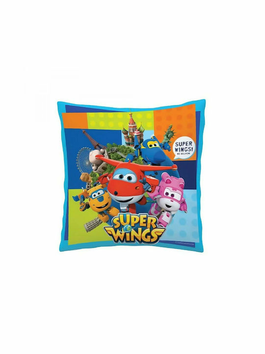 Diakakis Kids Square Throw Pillow Super Wings 35x35cm Multicolour