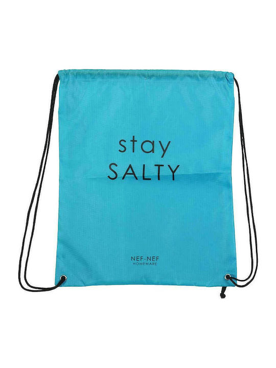 Nef-Nef Homeware Stay Salty Fabric Turquoise Beach Backpack
