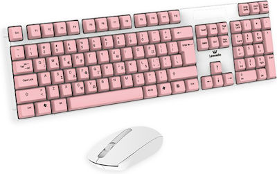 Leewello YPX-035 Fără fir Set tastatură și mouse Greacă Roz