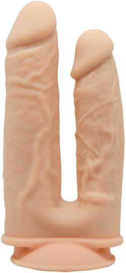 Dream Toys Real Love Dual Density Double Penetrator Διπλό Dildo με Βεντούζα Flesh 19.5cm