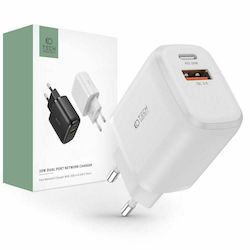 Tech-Protect Charger Without Cable with USB-A Port and USB-C Port 20W Power Delivery / Quick Charge 3.0 Whites (C20W)