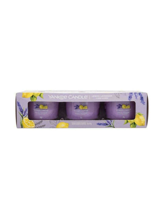 Yankee Candle Scented Candle Jar with Scent Lemon Lavender Purple 37gr 3pcs