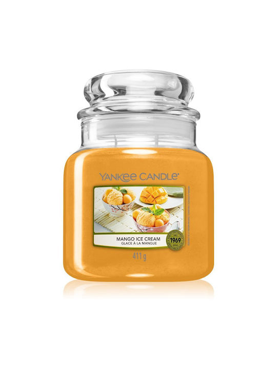 Yankee Candle Scented Candle Jar with Scent Mango Ice Cream Orange 411gr 1pcs