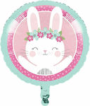 Foil Balloon Round Bunny, 1pcs.