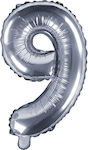 Foil Balloon 0-9 Silver 35cm