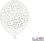 White balloon - Gold polka dot. 30cm.