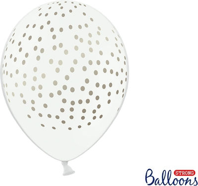 White balloon - Gold polka dot. 30cm.