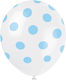 Balloons white with silk polka dots 6pcs.