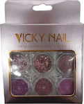 Vicky Glitter for Nails Light Pink 6pcs