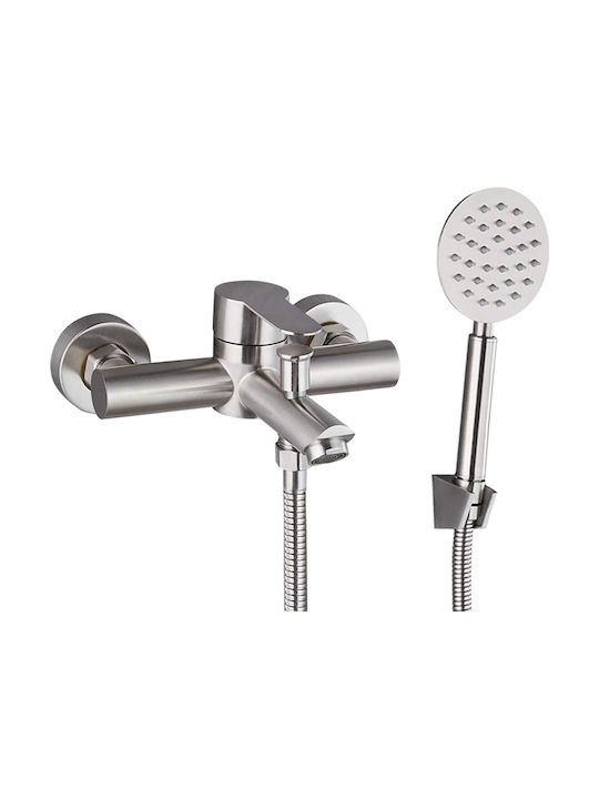 Vinci Cristine Mixing Bathtub Shower Faucet Complete Set Silver