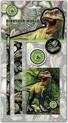 Graffiti Dinosaur World Kids Stationery Set with Pencil, Sharpener, Eraser, Notepad and Ruler 5pcs