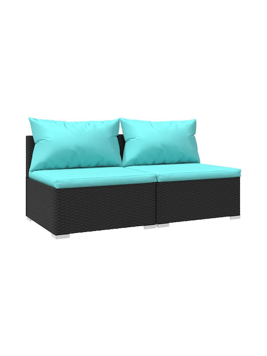 Zweisitziges Sofa Außenbereich Rattan mit Kissen 70x70x60.5cm