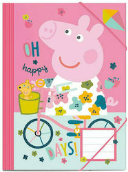 Diakakis Folder with Rubber Band and Ears for Paper A4 Pink PEPPA PIG