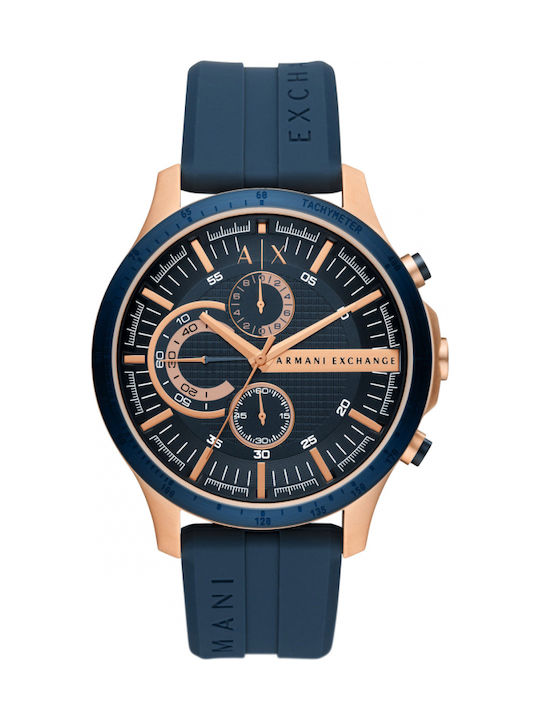 Armani Exchange Hampton Herrenuhr 46mm Chronograph Batterie mit Blau Kautschukarmband