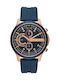 Armani Exchange Hampton Herrenuhr 46mm Chronograph Batterie mit Blau Kautschukarmband