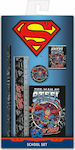 Graffiti Superman Kids Stationery Set with Pencil, Sharpener, Eraser, Notepad and Ruler 5pcs