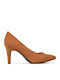 Suede Cognac Medium Heels