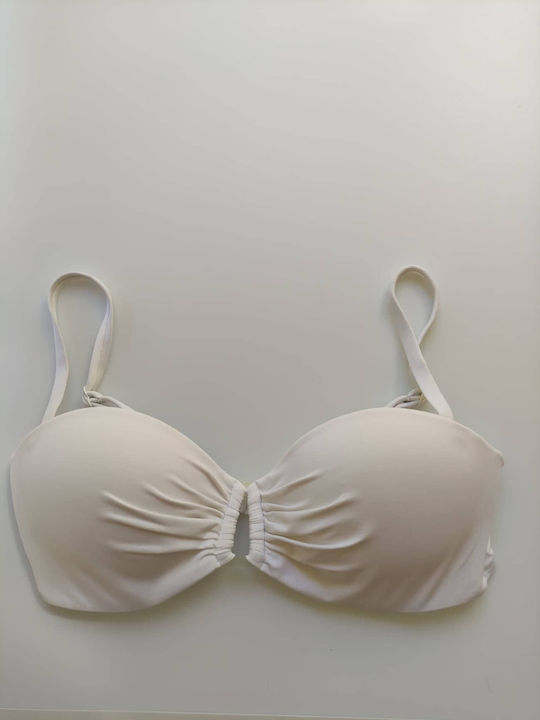 Crool Padded Underwire Bikini Bra with Detachable Straps White