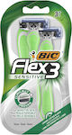 Bic Flex3 Sensitive Ξυραφάκια μιας Χρήσης με 3 Λεπίδες & Λιπαντική Ταινία για Ευαίσθητες Επιδερμίδες 3τμχ