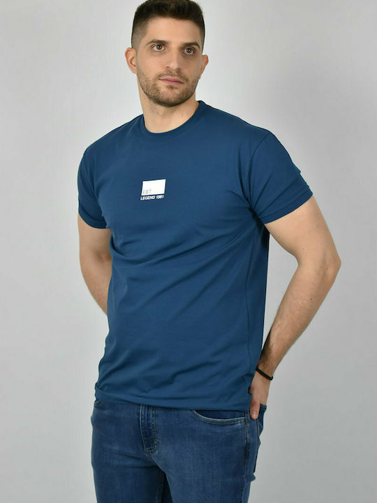 Everbest Herren T-Shirt Kurzarm Blau