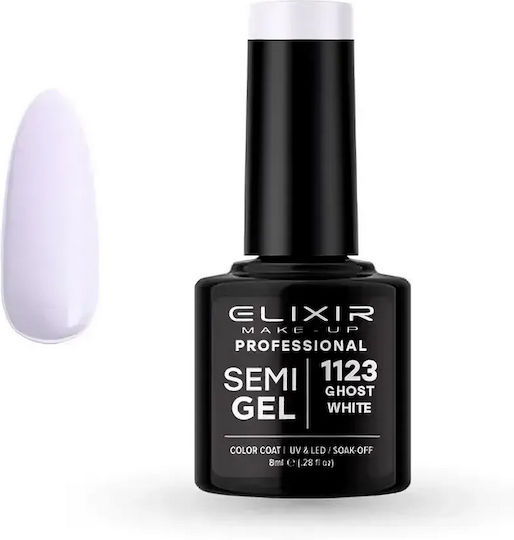 Elixir Semi Gel Ημιμόνιμο Βερνίκι Νυχιών 1123 Ghost White 8ml