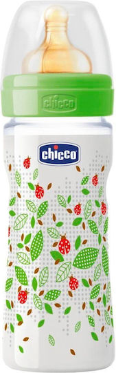 Chicco Sticlă de Plastic pentru Bebelusi Well Being Anti-Colici cu Tetină din Cauciuc pentru 2+ luni Green 250ml