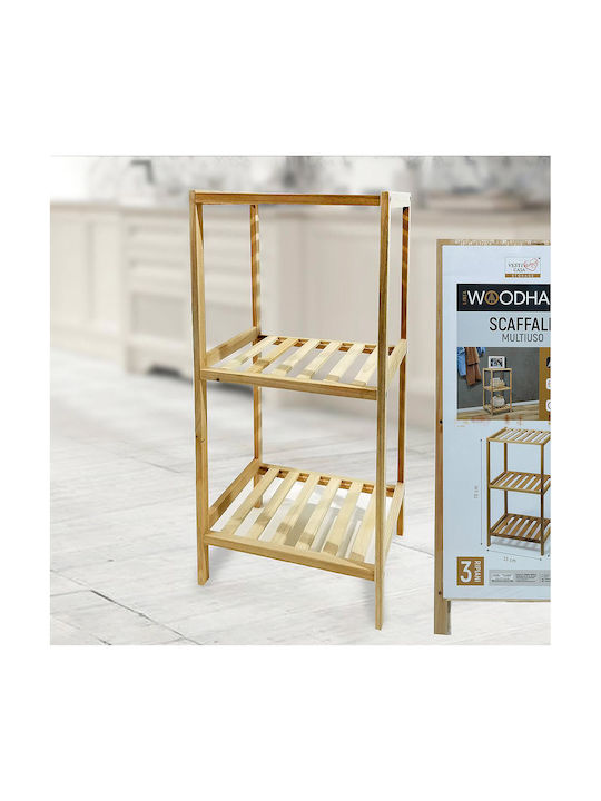 General Trade Floor Bathroom Shelf Wooden with 2 Shelves 35x30x70cm Brown