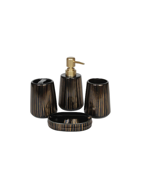 Keskor Set Accesorii Baie Ceramică Negru 4buc