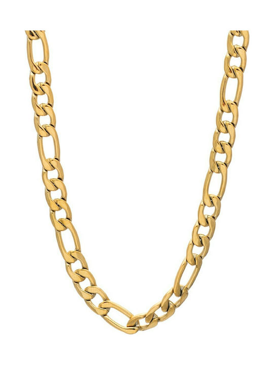 Visetti Chain Neck made of Steel Gold-plated Wide Thickness 8.6mm and Length 60cm