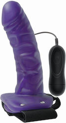 Adam & Eve Universal Hollow Strap-On Harness με Dildo 15cm και Δόνηση σε Μωβ Χρώμα