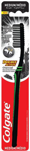 Colgate Double Action Charcoal Toothbrush Medium Black / Green