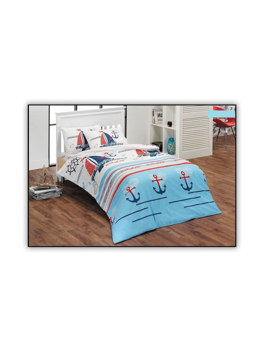 Mc Decor Σεντόνι Μονό από Βαμβάκι & Πολυεστέρα Marine Γαλάζιο 170x240cm