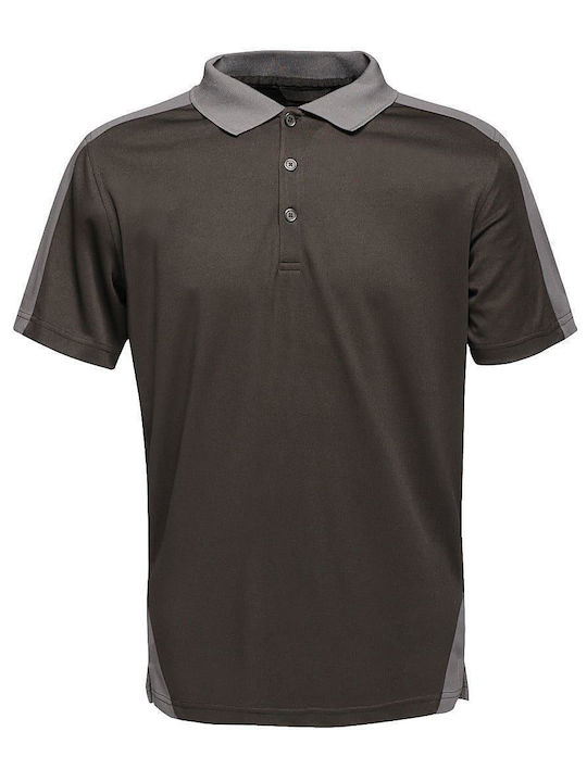 Men's Polo Contrast Coolweave Regatta TRS174 Black/Seal Grey