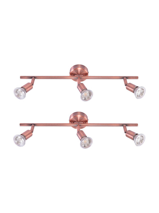 Home Lighting SE 140-C3 Dreifach Spot mit Fassung GU10 in Kupfer Farbe