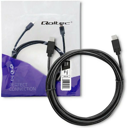Qoltec USB 3.1 Cable USB-C male - USB-C Μαύρο 1.4m 52350