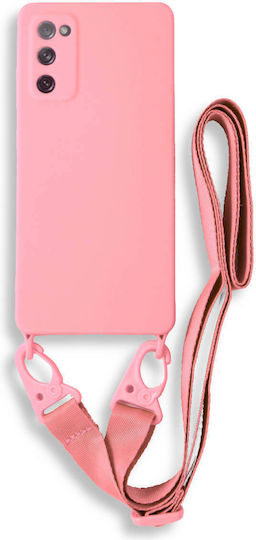 Bodycell Back Cover Σιλικόνης με Λουράκι Ροζ (Galaxy S20 FE)