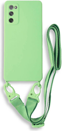 Bodycell Back Cover Σιλικόνης με Λουράκι Light Green (Galaxy S20 FE)
