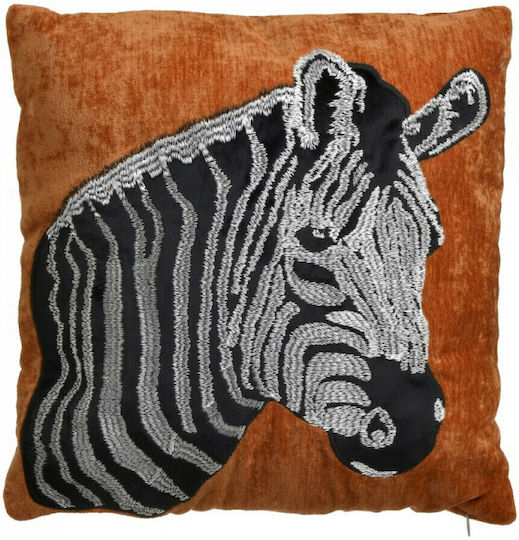 Inart Throw Pillow Zebra Black and White / Orange 45x45cm Inart Throw Pillow Zebra Black and White / Orange 45x45cm