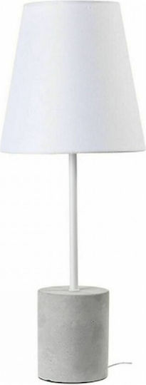 Aca Concrete Table Lamp for Socket E27 with White Shade and Gray Base