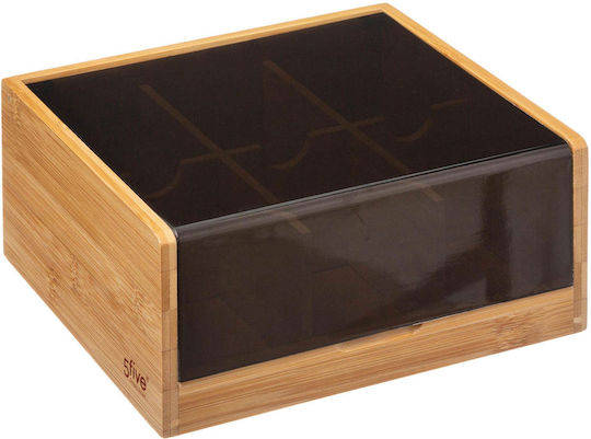 5Five Tea Box with Lid Wooden Black 22x21x10cm