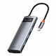Baseus Metal Gleam USB-C Docking Station με HDMI 4K PD Ασημί WKWG020013