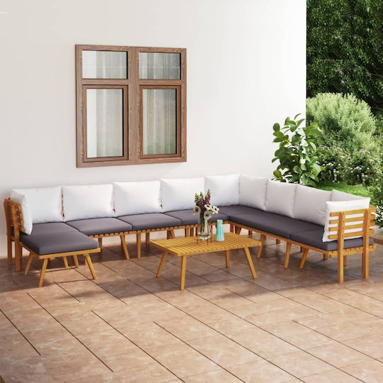 Garten- und Outdoor-Möbelsets 9 Stück Akazie mit Kissen