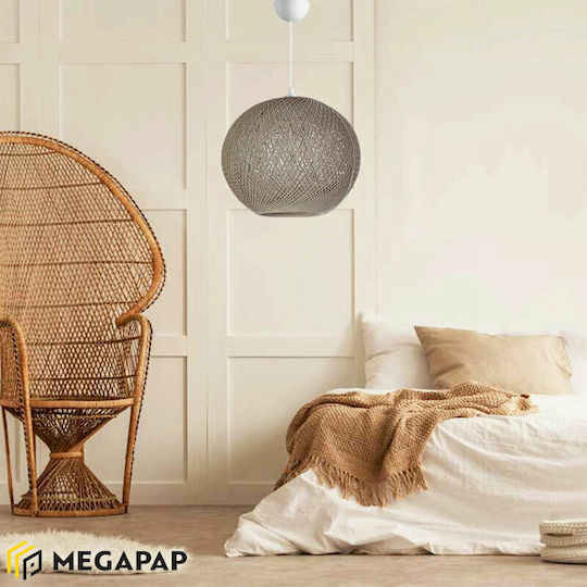 Megapap Gibson Висящо Осветително Тяло Сив Топка с Цокъл E27 30x23x70см.