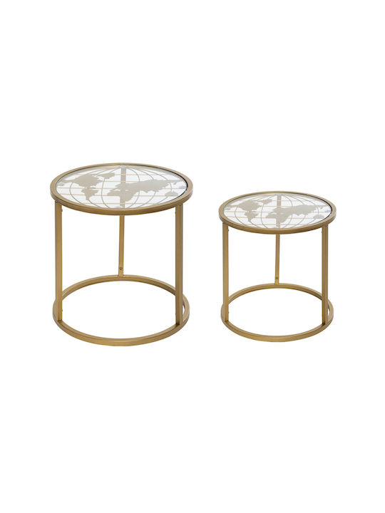 Round Glass Zigon Tables Gold L45xW45xH45.5cm